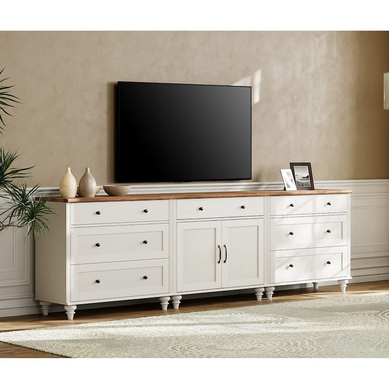 Farmhouse TV Stand with Doors and Drawer﻿