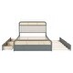 preview thumbnail 9 of 8, Queen Size Platform Bed with Trundle, Pine Wooden Bed with 2 Drawers, Kid's Bed with Rattan Headboard, Grey