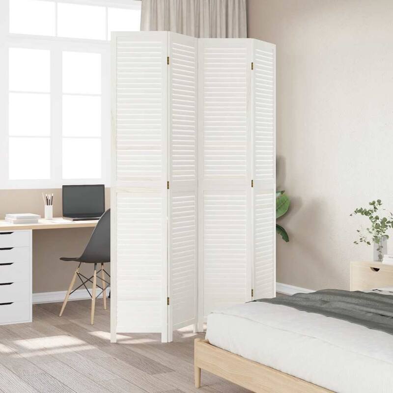 vidaXL Room Divider Privacy Screen Living Room White Solid Wood Paulownia