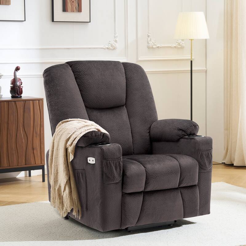MCombo Electric Power Lift Recliner Chair with Extended Footrest, Fabric 7507
