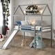 preview thumbnail 2 of 15, Twin Size House Loft Bed with Slide, Health and Comfort, White