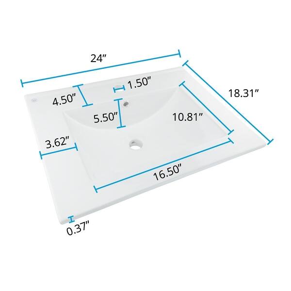 Luke White Porcelain 24" Drop-in Rectangular Bathroom Sink with Overflow (Set of 2) Renovators Supply