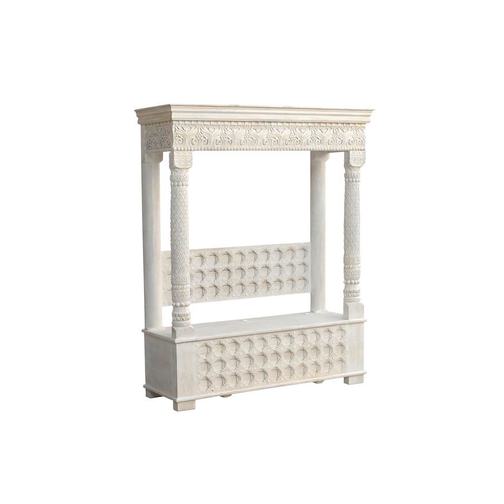 Clara Carved Solid Wood Hall Tree Bench