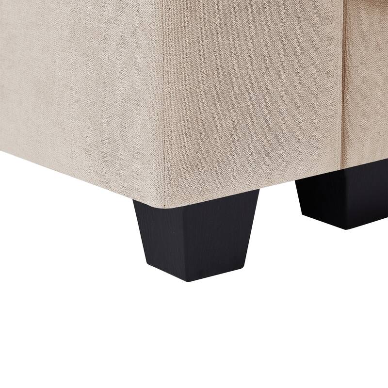 129.9" Chenille L-Shape Sectional Sofa with Reversible Chaise, Feather-Filled Cushions and Spring Support