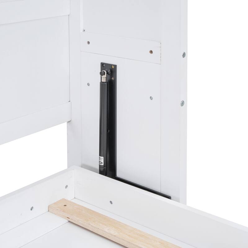 Queen Size Foldable Wall Bed with Top Cabinets, Space-Saving Design, White