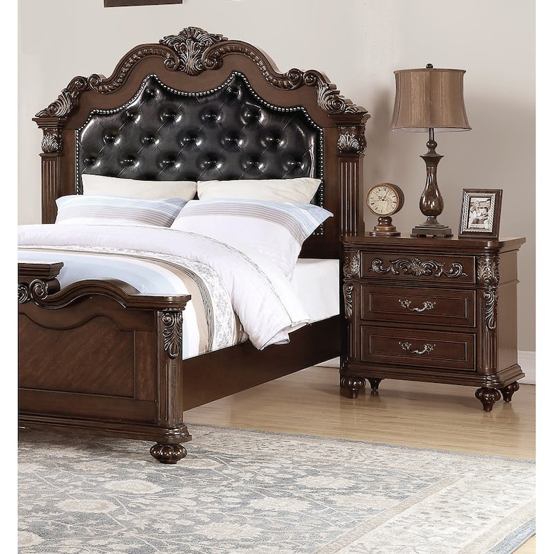 1pc Nightstand Cherry Veneer 2-Drawers