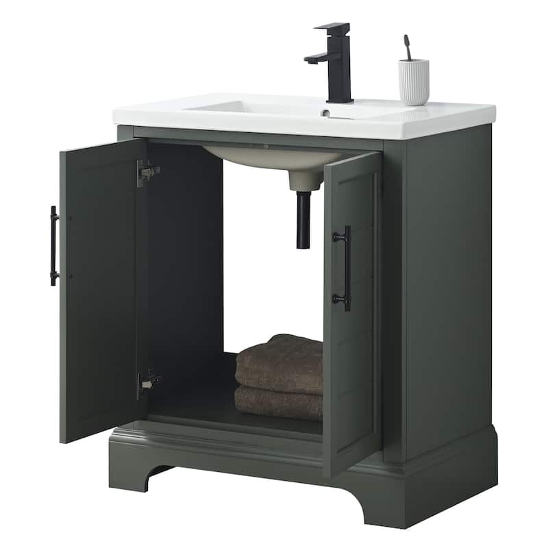 Vanity Art 30" Single Sink Bathroom Vanity with Ceramic Sink & Top