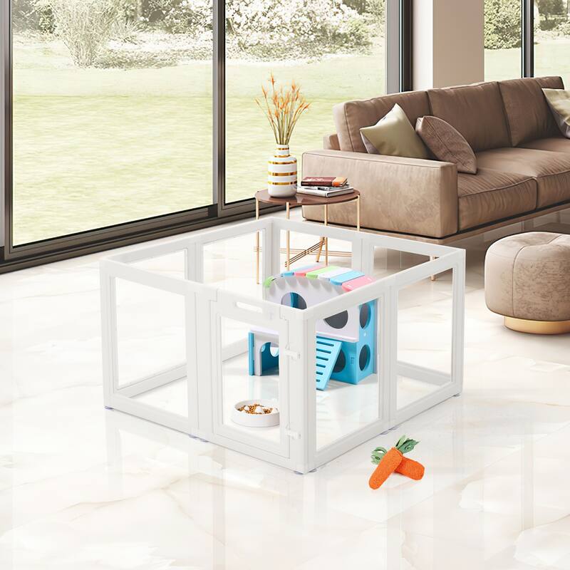 Erommy Clear Pet Pen with Door - Easy Assembly Playpen for Puppies, Cats, Dogs, Rabbits, and Small Animals