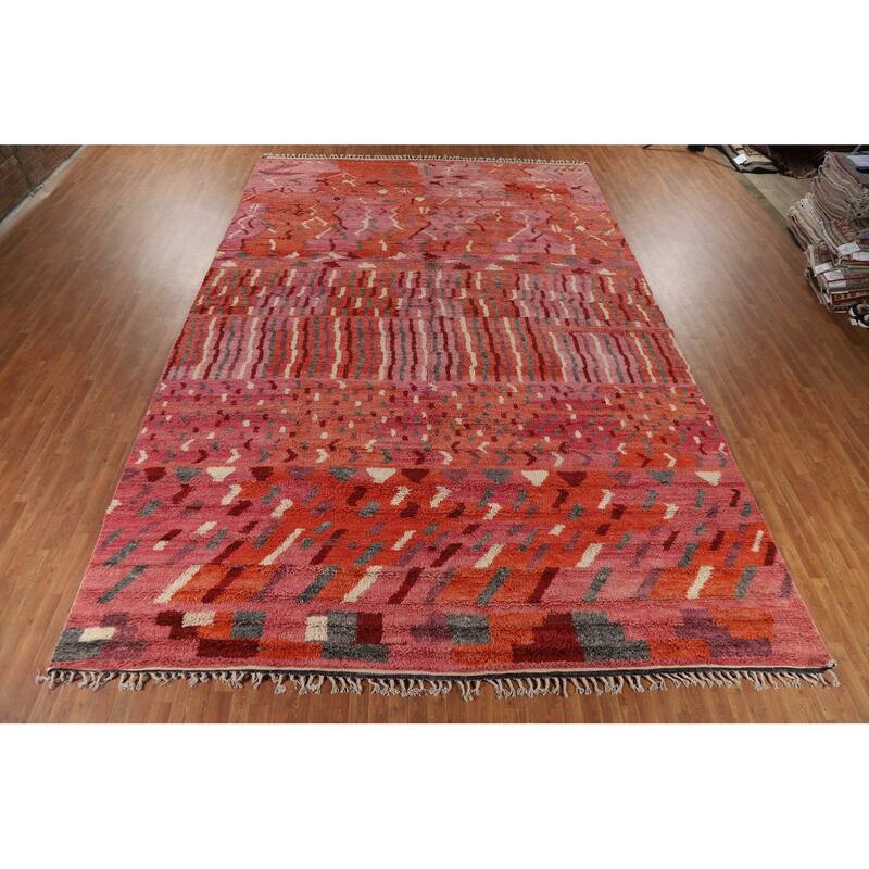 Orange & Pink Moroccan Large Area Rug Hand-Knotted Wool Carpet - 12'0" x 18'5"