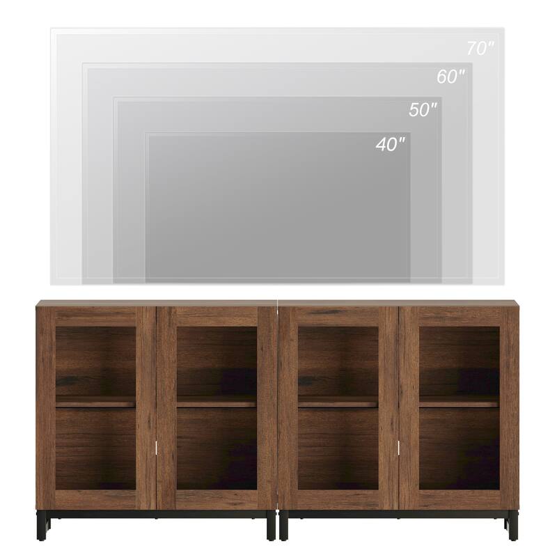 WAMPAT Multifunctional Sideboard Buffet Cabinets with Glass Doors, Modern Sideboard with Adjustable Shelf, Coffee Bar Cabinet