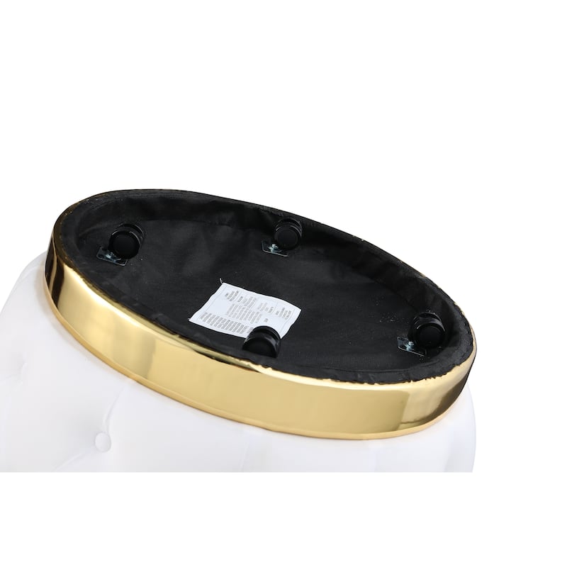Modern 25.2" Velvet 360° Swivel Buttons Tufted Barrel Chair with Gold Stainless Steel Base and Storage