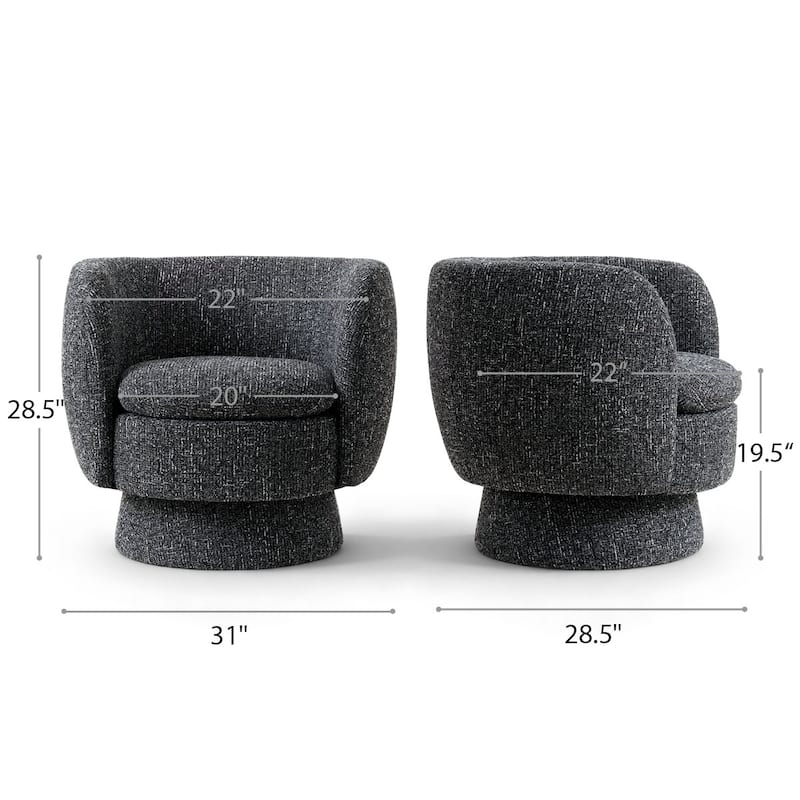 Upholstered 360 Swivel Barrel Accent Armchair(Set of 2)