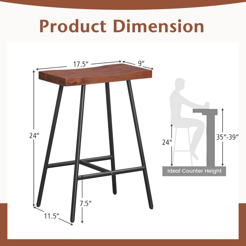 Gymax Saddle-Seat Bar Stool 4 Set Counter Height Bar Stools w/ Curved
