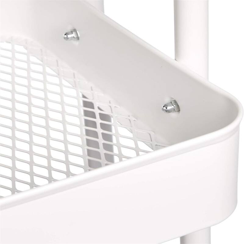 2 Tier Metal Kitchen/Utility Cart with Shelf White - 17.05"D x 31.02"W x 13.35"H