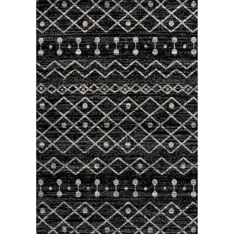 JONATHAN Y Izil Moroccan Beni Souk Area Rug - 5 X 8 - Black/Cream