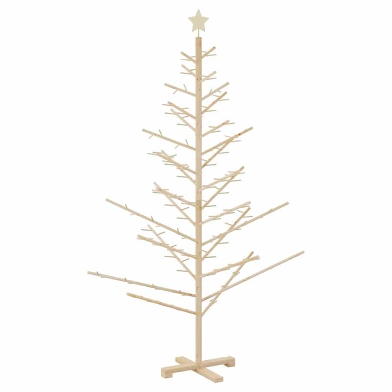 vidaXL Wooden Christmas Tree with Stand Natural/Brown Solid pine wood