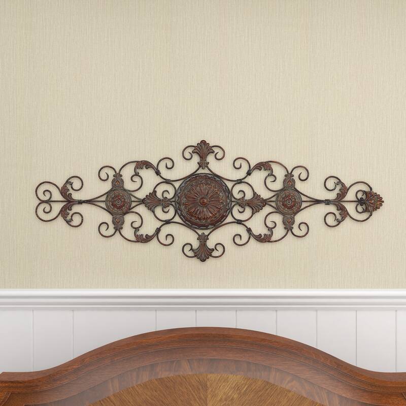 Metal Scroll Home Wall Decor - Brown - Roche River Decor