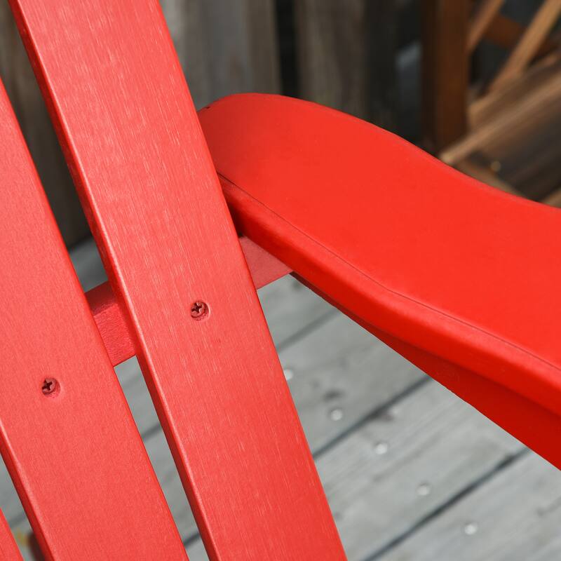 Outsunny Wooden Adirondack Rocking Chair with Slatted Wooden Design, Fanned Back, & Classic Rustic Style, Teak