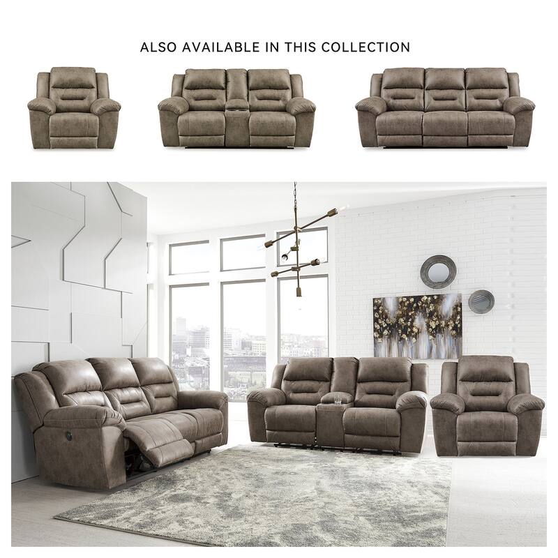 Stoneland Contemporary Reclining Power Sofa Fossil