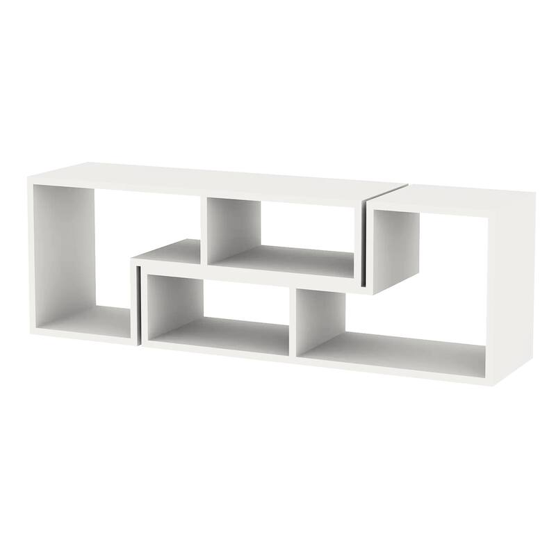 Hollow-Core TV Console and Bookcase Combination, White