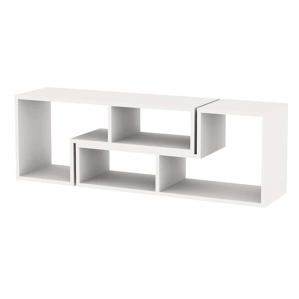 Hollow-Core TV Console and Bookcase Combination, White
