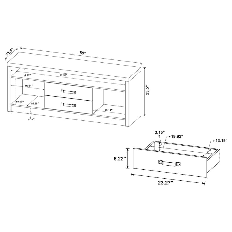 Burke 2-drawer Engineered Wood 59" TV Stand Grey Driftwood