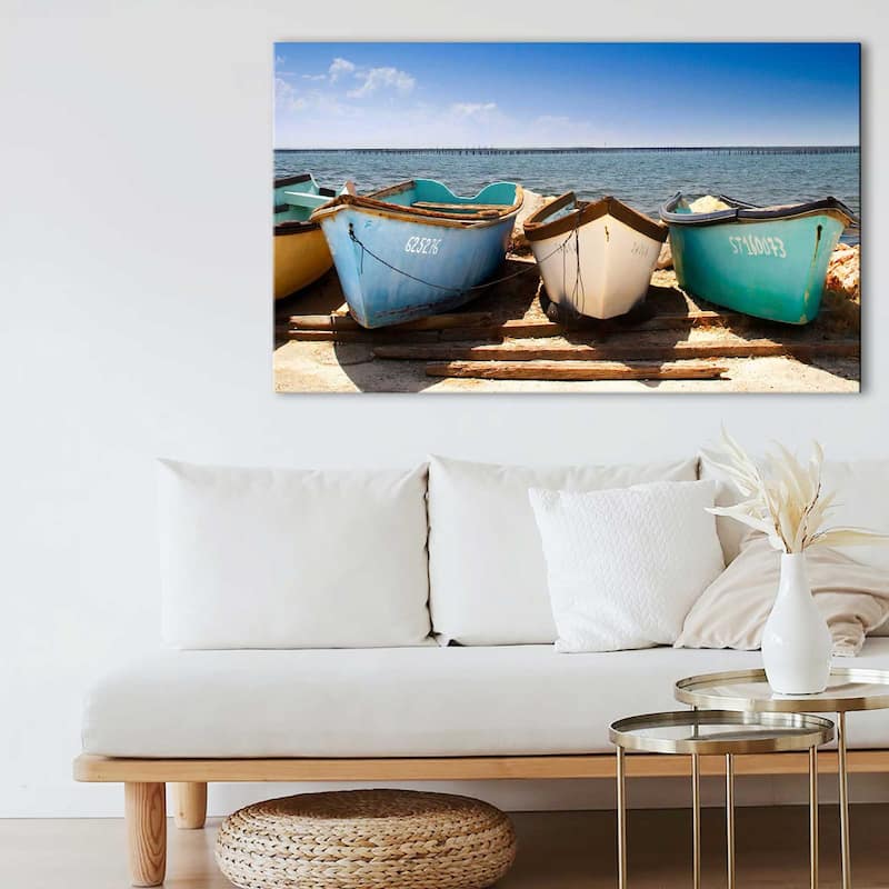 "Breakwater Boats " by Danita Delimont Print on Canvas