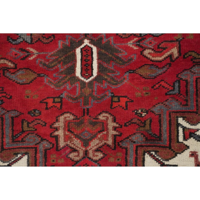 Hand Knotted Oriental 100% Wool Carpet Traditional Medallion Red Heriz Area Rug - 9' 0'' X 6' 8''