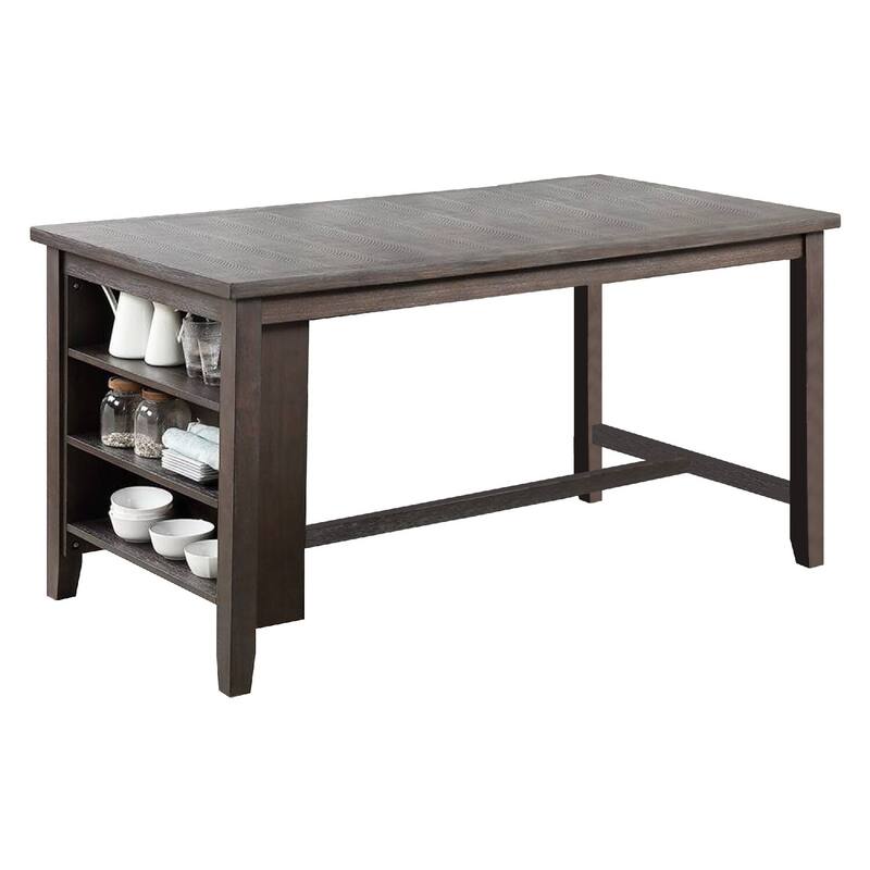 Counter Height Dining Table with Storage - Dark Brown Large Rectangular Kitchen Table with Shelf - 36