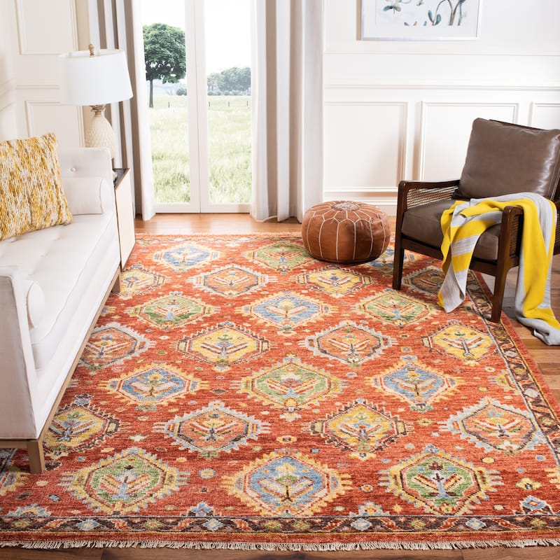SAFAVIEH Handmade Samarkand Desirae Traditional Tribal Rust/Brown Wool Rug - 8' x 10' - Rust/Brown