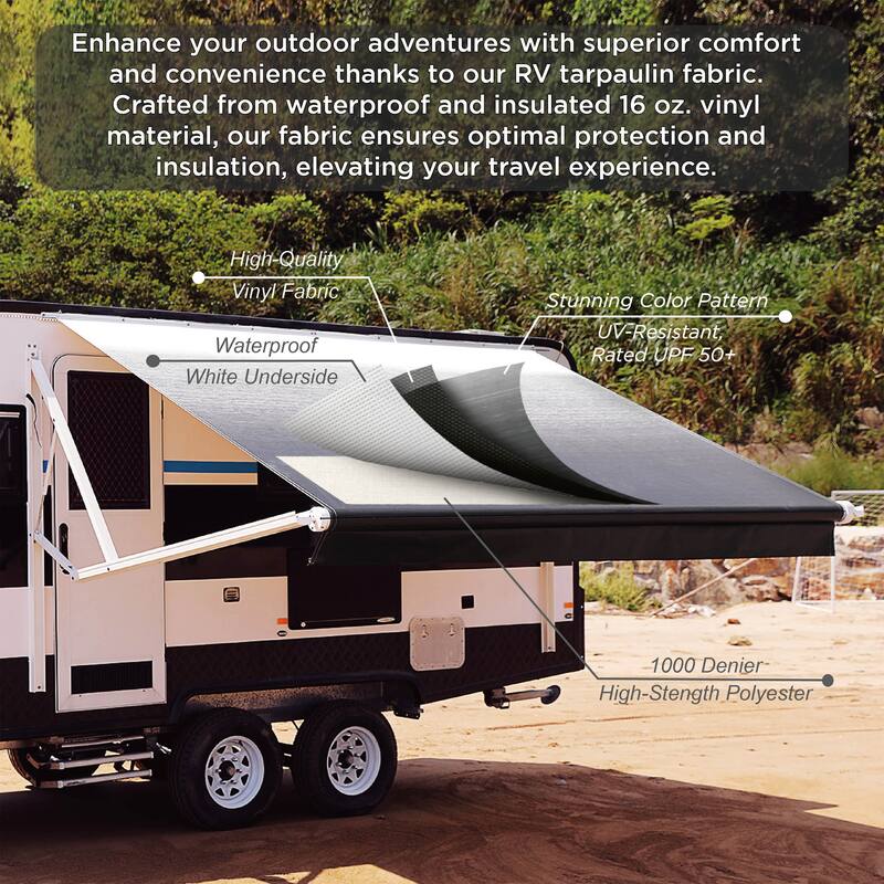 ALEKO Motorized Retractable 16 X 8 ft RV Awning or Patio Canopy Black Fade