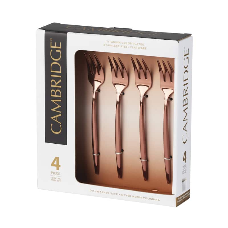 Cambridge Gaze Copper Mirror Cocktail Forks, Set of 4