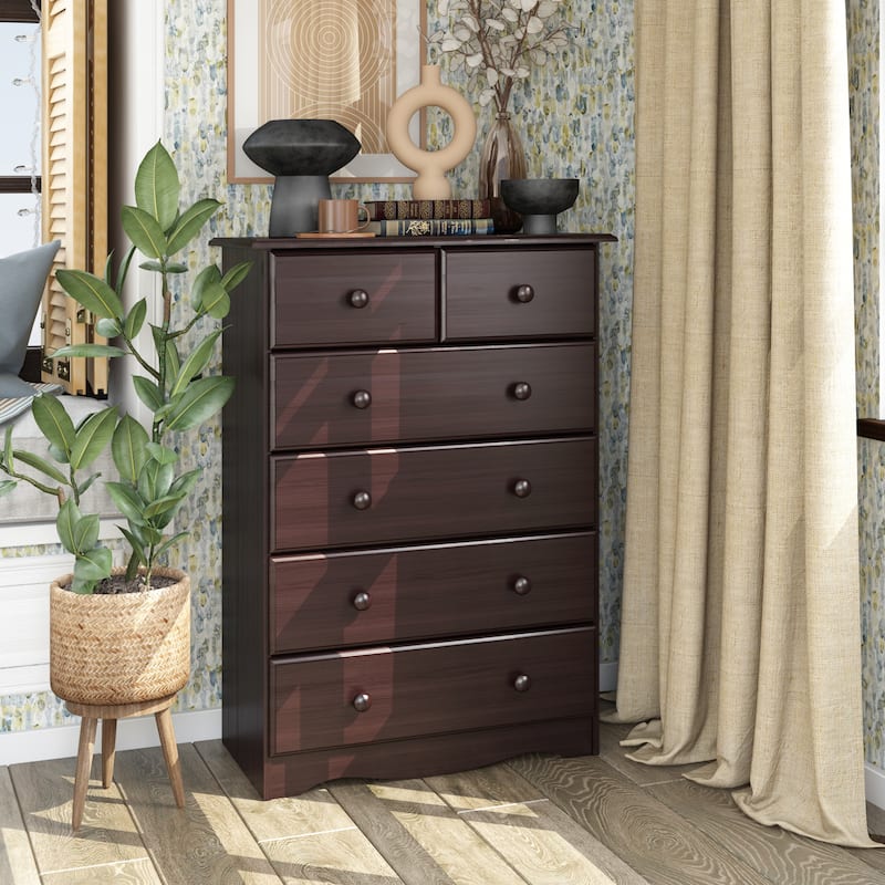 Palace Imports Solid Wood 6-Drawer Chest with Metal or Wooden Knobs
