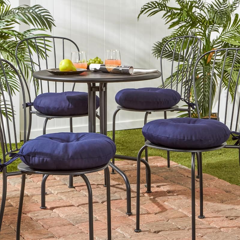 15-inch Round Outdoor Solid Bistro Chair Cushion (Set of 4)