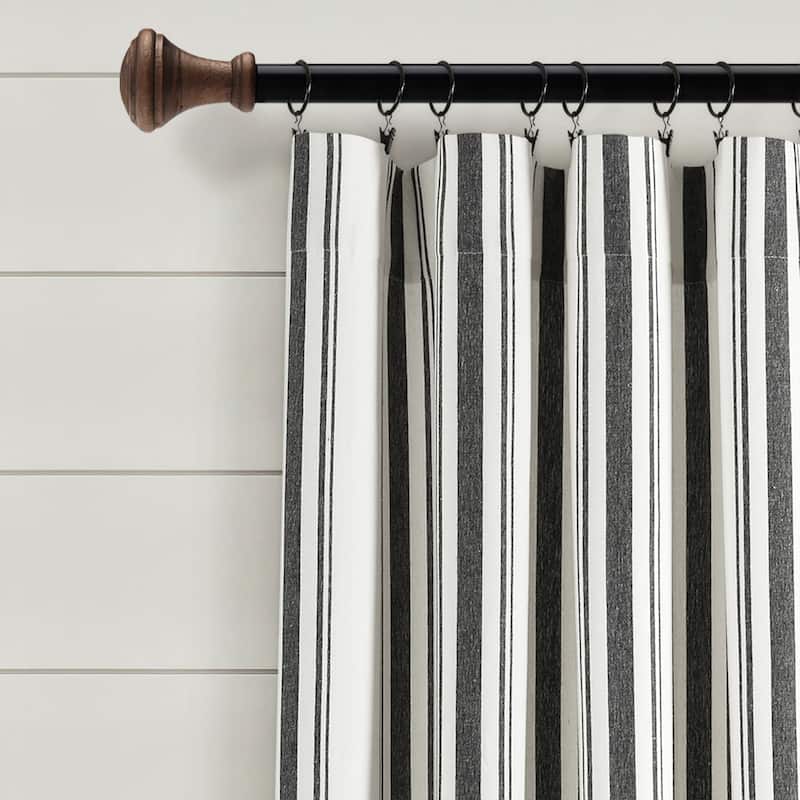 Lush Decor Farmhouse Stripe Yarn Dyed Cotton Window Curtain Panel Pair