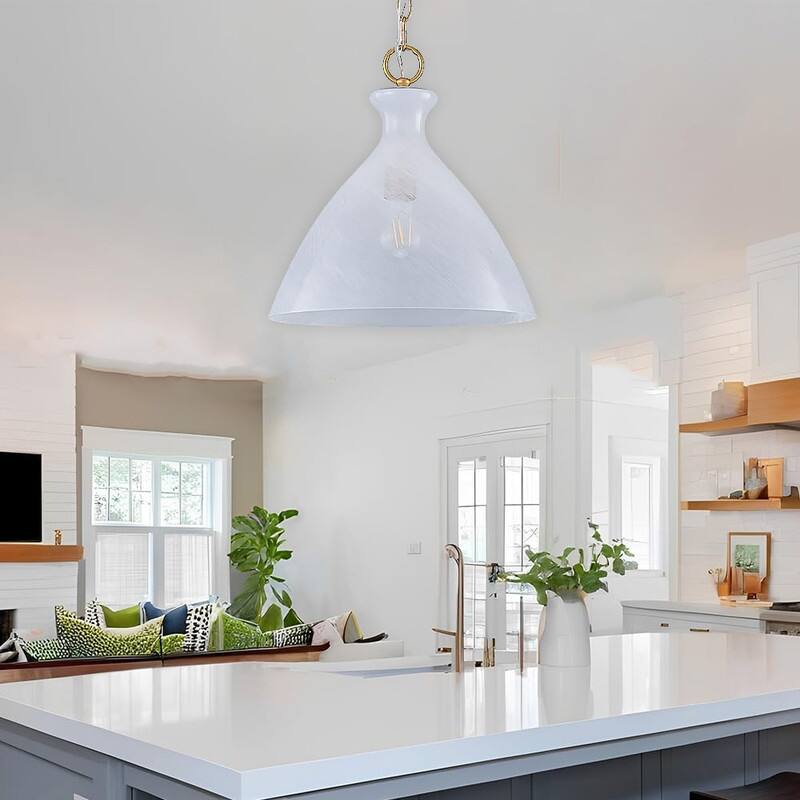 12” Island lights gold-cloudy white hanging lights glass, metal pendant light