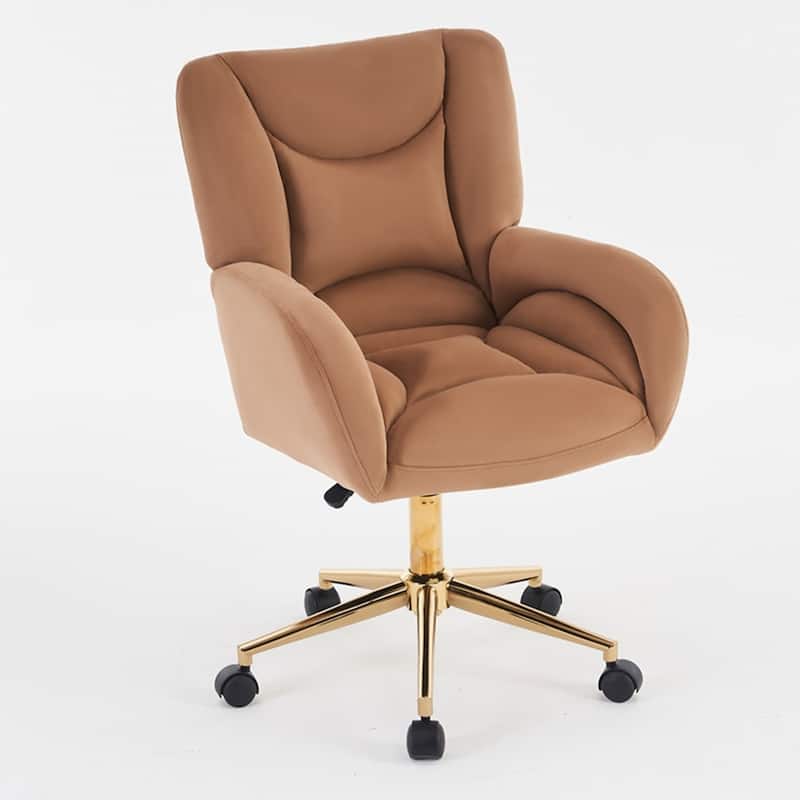 360 Swivel Fabric Home Office Chair With Gold Metal Base