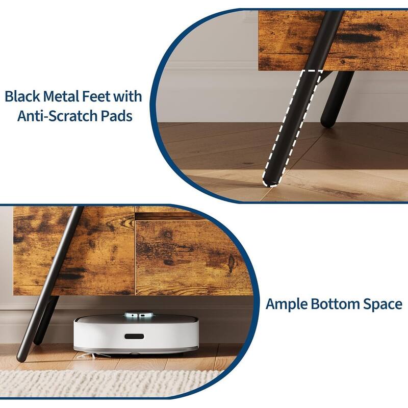 TV Stand, with 2 Drawers and U-Shaped Metal Base