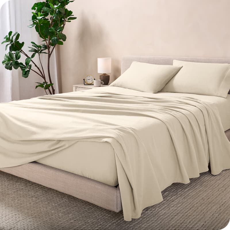 Bare Home Cotton Flannel Sheet Set - Velvety Soft Heavyweight - Twin XL - Sand