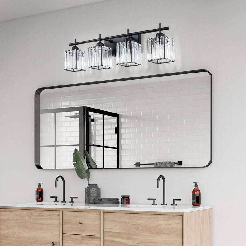 Starsky 3/4-Light Modern Dimmable Bathroom Crystal Vanity Light Wall Sconces with Crystal Shade