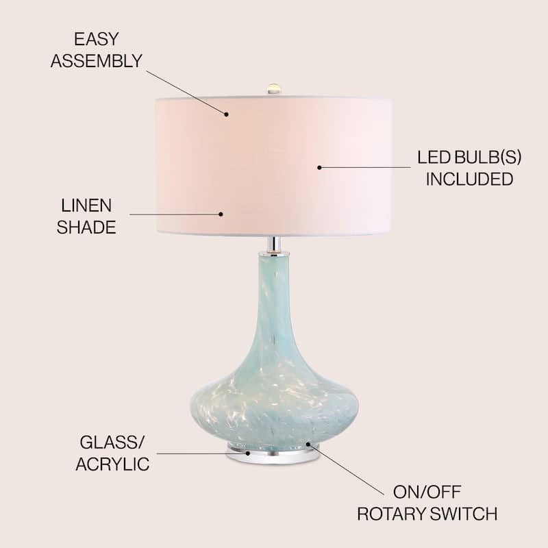 Olivia 29" Glass/Acrylic LED Table Lamp, Ice Blue by JONATHAN Y