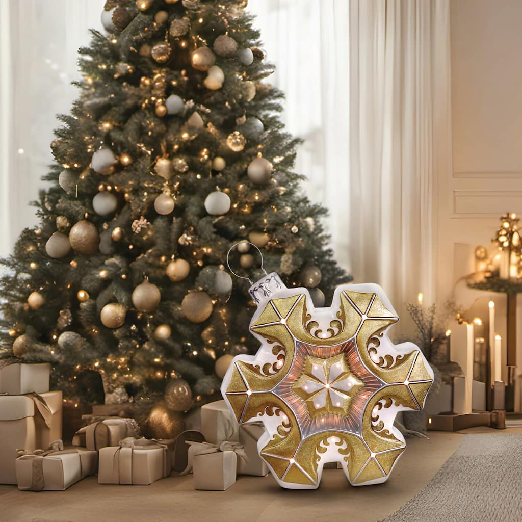 Fraser Hill Farm 36-in. Vintage Snowflake Ornament Statue with LED Lights