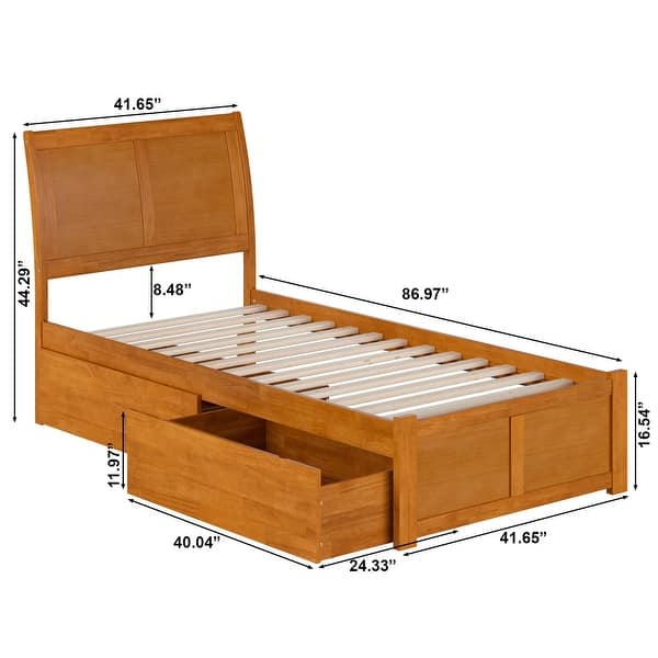 dimension image slide 4 of 8, Portland Platform Bed with Footboard and Storage Drawers