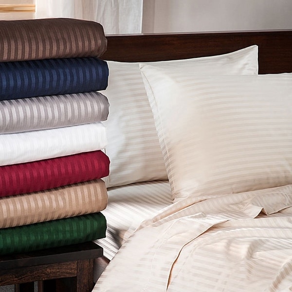 Queen PILLOWCASES 100%Cotton Stripe Colors 400 Tc Luxury Hotel Quality 20"x30" 