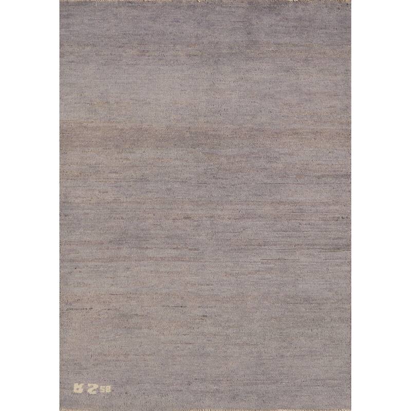 Hand Knotted Oriental 100% Wool Carpet Modern Modern Greys & Charcoal Gabbeh Area Rug - 4' 0'' X 2' 8''