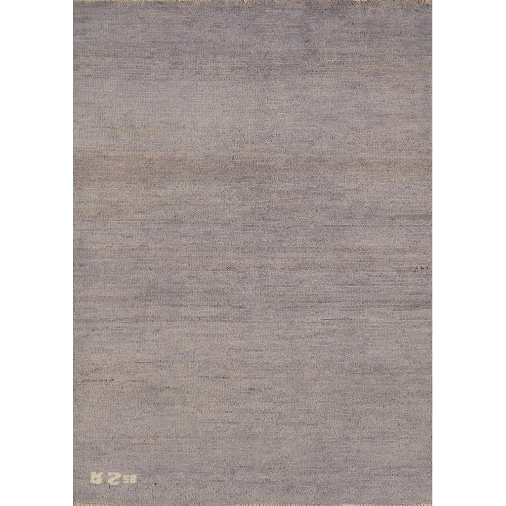 Hand Knotted Oriental 100% Wool Carpet Modern Modern Greys & Charcoal Gabbeh Area Rug - 4' 0'' X 2' 8''