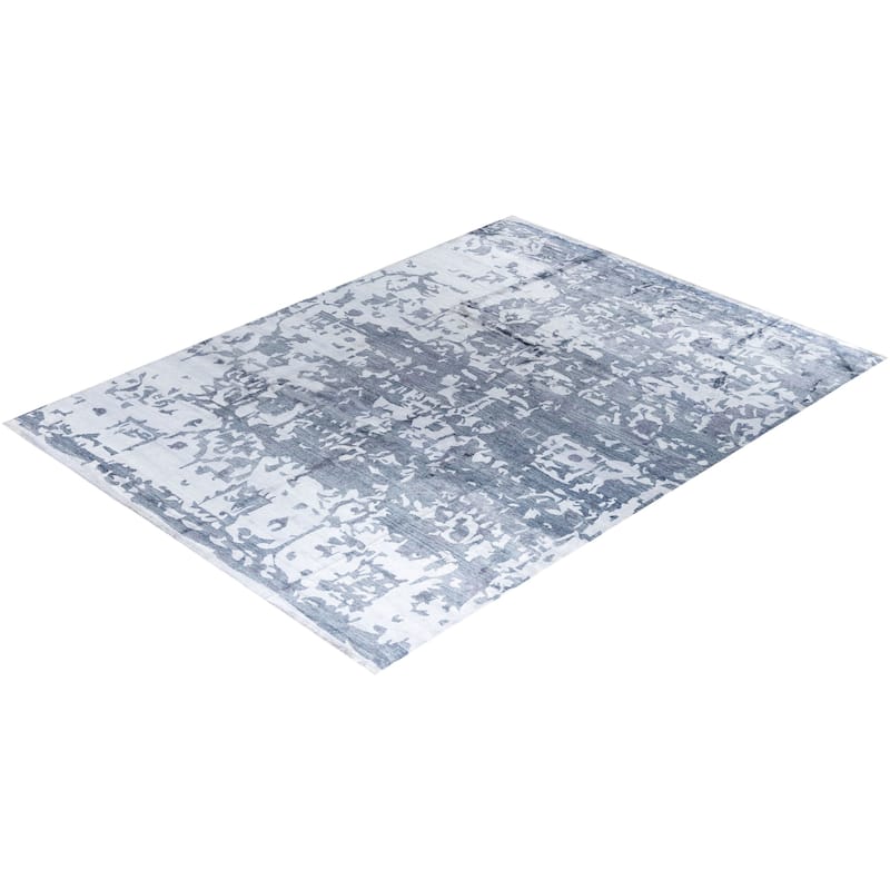 Modern One-of-a-Kind Hand-Knotted Area Rug - Gray, 9' 2" x 12' 4" - 9' 2" x 12' 4"