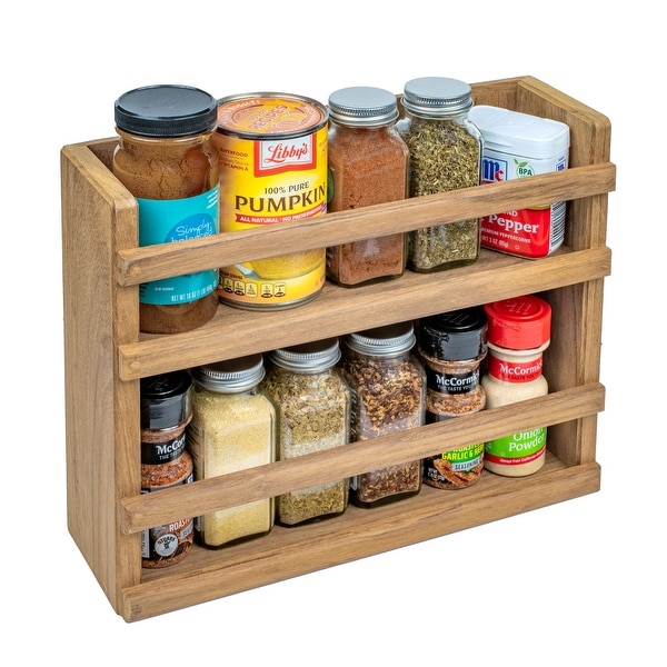 Two Tier Teak Spice Rack 13 1 8 W x 10 1 8 H x 4 1 4 D Bed Bath Beyond 31764775