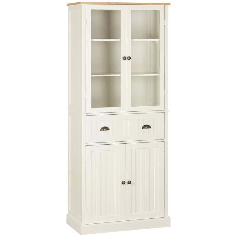 HOMCOM Freestanding Kitchen Pantry, 5-tier Storage Cabinet with Adjustable Shelves and Drawer, Black