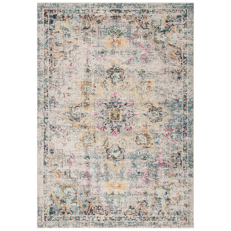 SAFAVIEH Madison Diederike Boho Medallion Distressed Rug - 2'2" x 4' - Grey/Gold - Rectangle